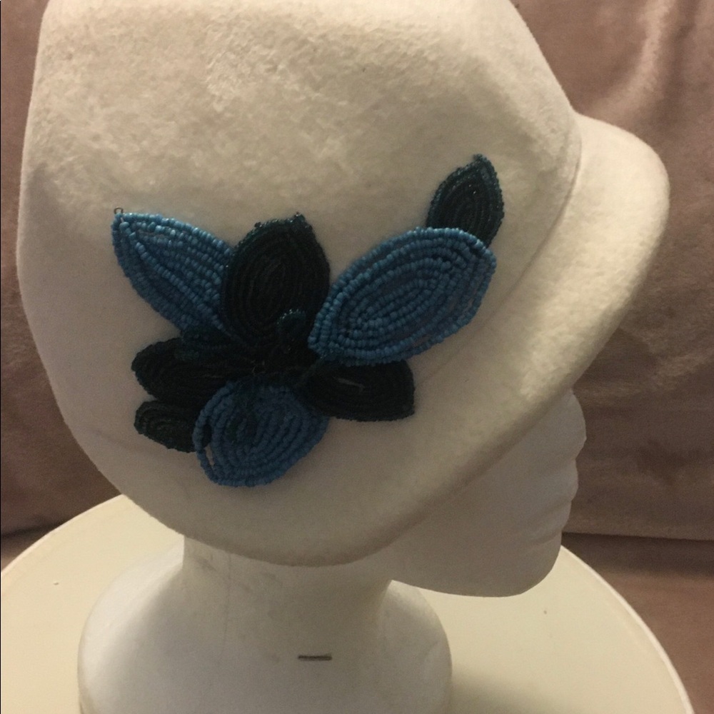 Winter white handmade vintage hat